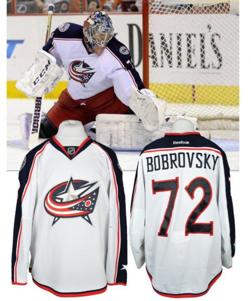 Sergei Bobrovskys 2013-14 Columbus Blue Jackets Game-Worn jersey with Team LOA <br>- Photo-Matched!