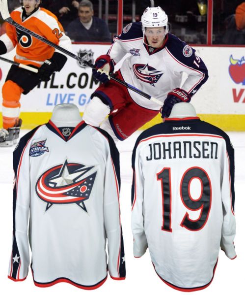 Ryan Johansens 2014-15 Columbus Blue Jackets Game-Worn Away Jersey with Team LOA <br>- All-Star Game Patch!