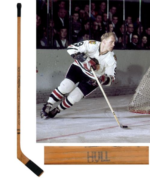 Bobby Hulls Early-1960s Chicago Black Hawks Signed Northland Game-Used Stick