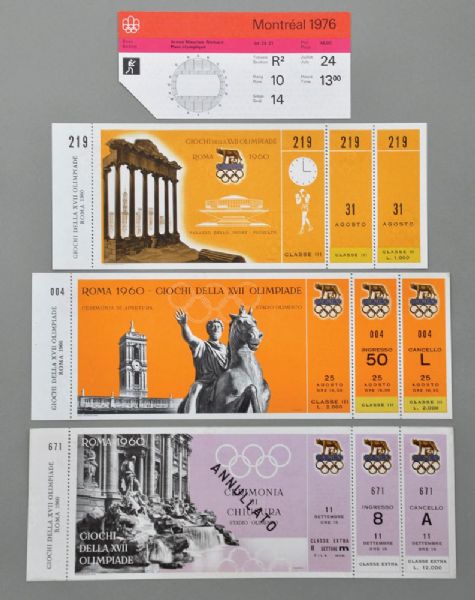 1960 Rome Olympics Boxing Ticket Plus Opening and Closing Ceremonies Tickets <br>- Cassius Clay!