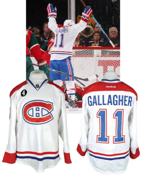 Brendan Gallaghers 2014-15 Montreal Canadiens Game-Worn Jersey with Team LOA <br>- Beliveau Memorial Patch! - Photo-Matched!