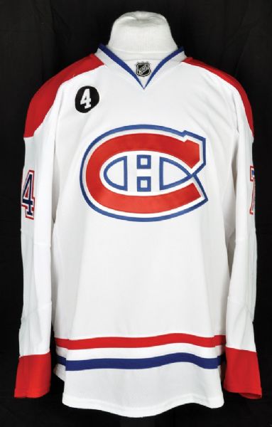 Alexei Emelins 2014-15 Montreal Canadiens Game-Worn Jersey with Team LOA <br>- Beliveau Memorial Patch! - Photo-Matched!