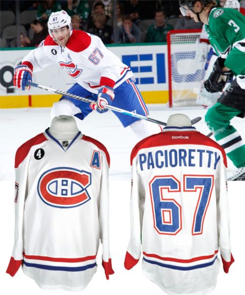Max Paciorettys 2014-15 Montreal Canadiens Game-Worn Alternate Captains Jersey <br>with Team LOA - Beliveau Memorial Patch! - Photo-Matched!