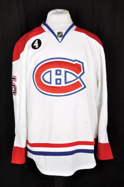 Sergei Gonchars 2014-15 Montreal Canadiens Game-Worn Jersey with Team LOA <br>- Beliveau Memorial Patch! - Photo-Matched!