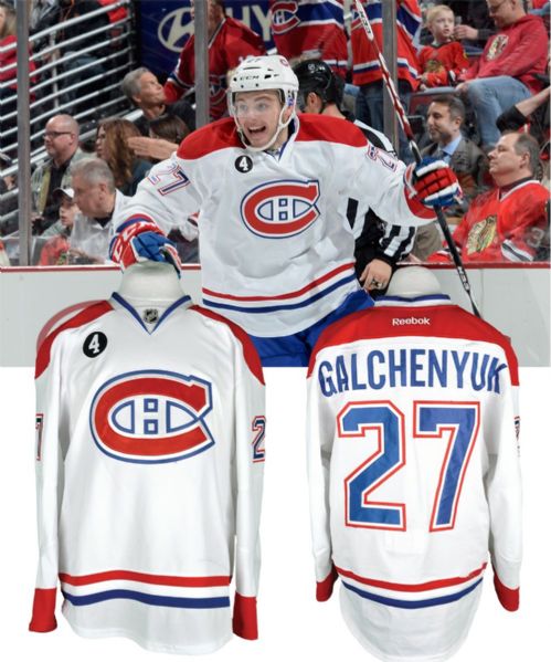 Alex Galchenyuks 2014-15 Montreal Canadiens Game-Worn Jersey with Team LOA <br>- Beliveau Memorial Patch! - Photo-Matched!