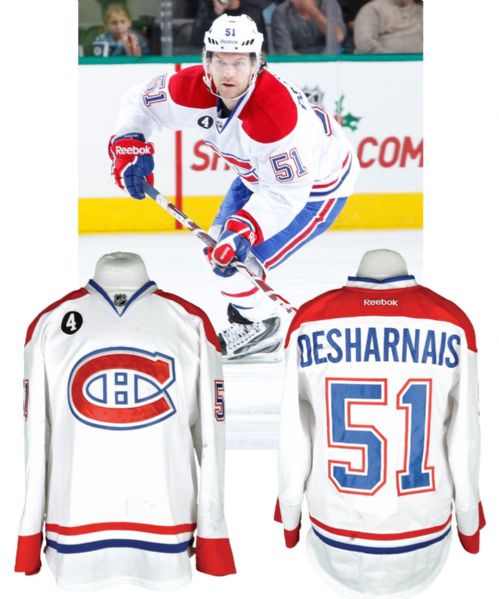 David Desharnais 2014-15 Montreal Canadiens Game-Worn Jersey with Team LOA <br>- Beliveau Memorial Patch! - Photo-Matched!