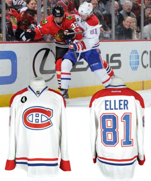 Lars Ellers 2014-15 Montreal Canadiens Game-Worn Jersey with Team LOA <br>- Beliveau Memorial Patch! - Photo-Matched!