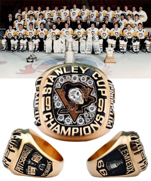 Pittsburgh Penguins 1990-91 Stanley Cup Championship 10K Gold Mario Lemieux Salesmans Sample Ring