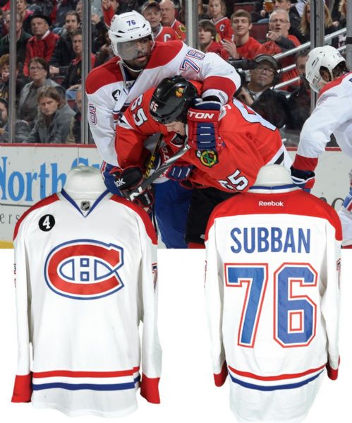 P.K. Subbans 2014-15 Montreal Canadiens Game-Worn Jersey with Team LOA <br>- Beliveau Memorial Patch! - Photo-Matched!