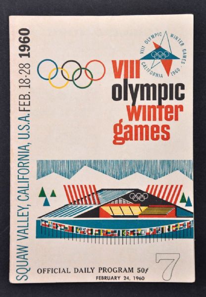1960 Squaw Valley Winter Olympics Program with Ice Hockey - Team USA vs Germany - Canada vs Czechoslovakia