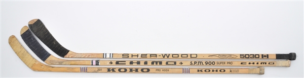 Peter Stastny, Pierre Larouche and Carl Brewer Game-Used Sticks