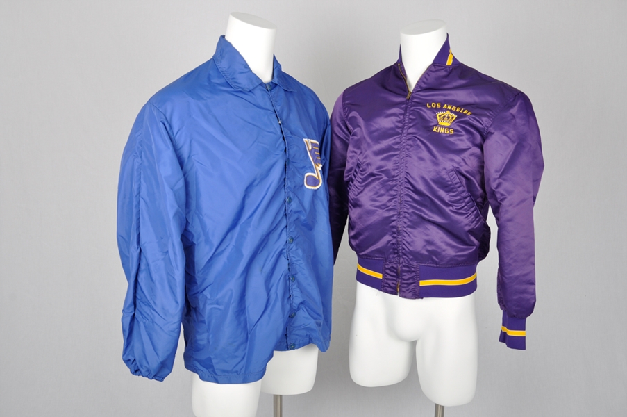Vintage St. Louis Blues and LA Kings Windbreakers, Montreal Canadiens Leather Jacket and Winnipeg Blue Bombers Jacket