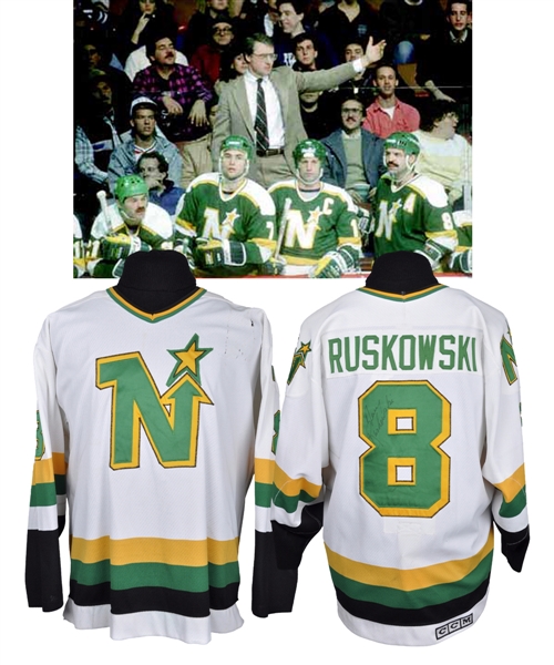 Terry Ruskowskis Circa 1988 Minnesota North Stars Signed Game-Worn Jersey with LOA