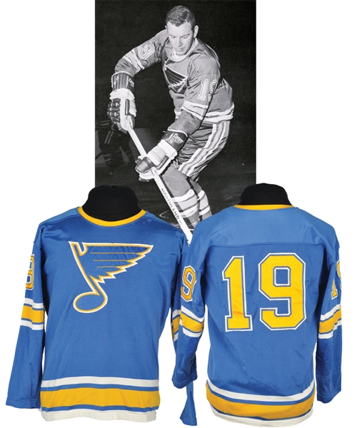 Terry Crisps 1967-68 St Louis Blues Inaugural Season Game-Worn Jersey <br>- Team Repairs! - Photo-Matched!