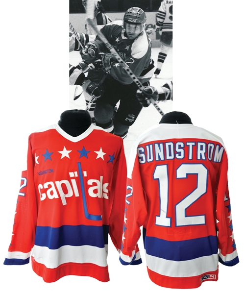 Peter Sundstroms 1987-88 Washington Capitals Game-Worn Jersey - Team Repairs!