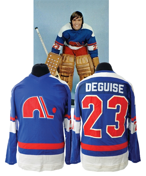 Michel Deguises 1974-75 WHA Quebec Nordiques Game-Worn Jersey - Rare Style!