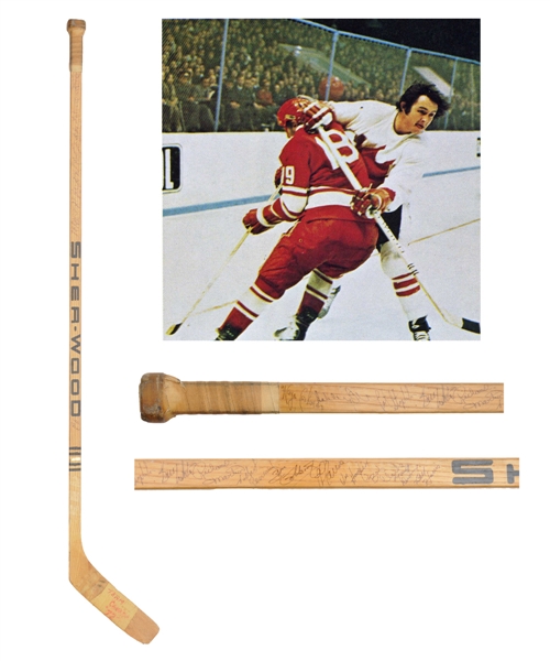 Brad Parks 1972 Canada-Russia Series Team Canada Game-Used Stick - Team-Signed Twice!