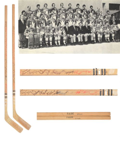 Brad Parks 1972 Canada-Russia Series Team Canada Team-Signed Game-Issued Sticks (2)