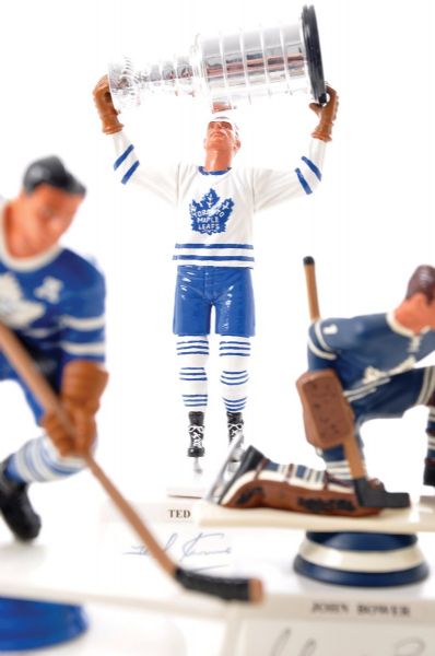 Max Bentley, Ted Kennedy and Johnny Bower Signed Hand-Painted Toronto Maple Leafs Figurines