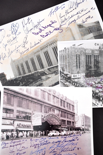 Chicago Stadium, Madison Square Garden and Boston Garden Multi-Signed Photos