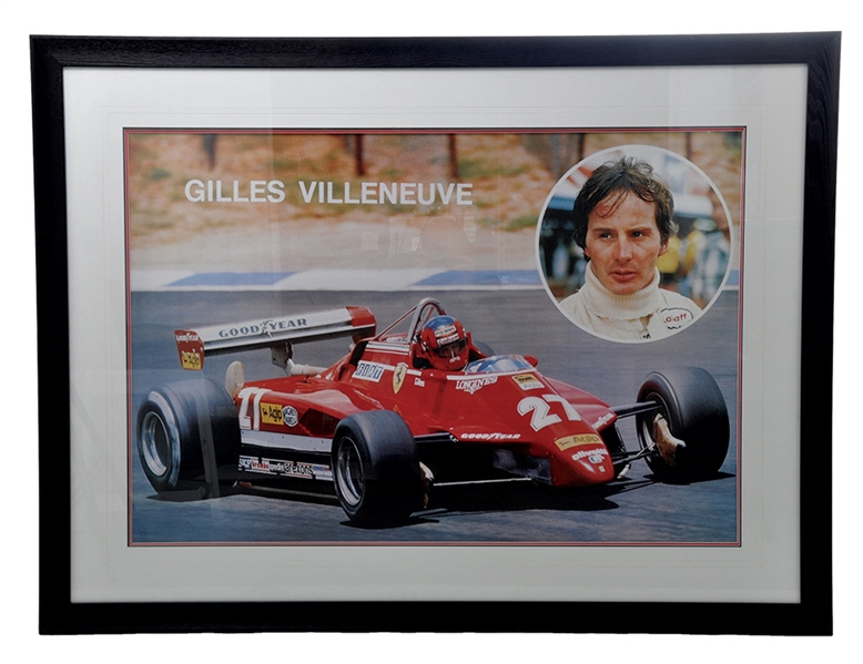 Gilles Villeneuve Ferrari Framed Poster (37 ¼” x 49 ½”)
