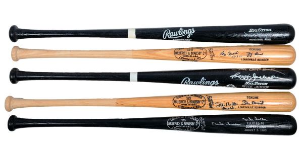 MLB Hall of Famers Berra, Jackson, Musial, Stargell and Snider Signed Bat Collection of 5