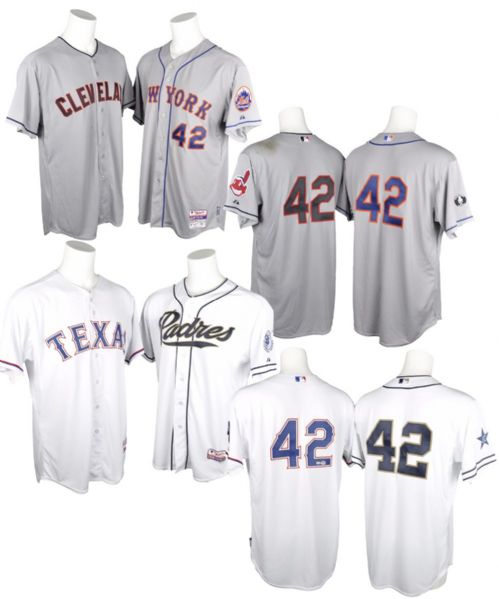 Stottlemyre, Soto, Santana, Valverde and Medica 2014 "Jackie Robinson Day" <br>Game-Worn/Game-Issued Jersey Collection of 5