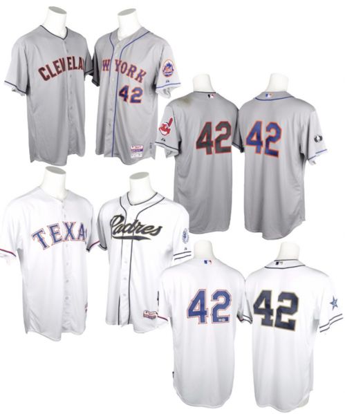 Stottlemyre, Soto, Santana, Valverde and Medica 2014 "Jackie Robinson Day" <br>Game-Worn/Game-Issued Jersey Collection of 5