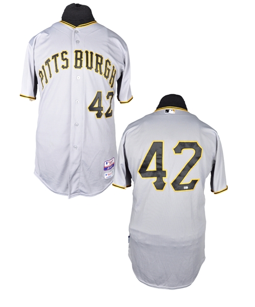 Russell Martins 2014 Pittsburgh Pirates "Jackie Robinson Day" Game-Worn Jersey <br>- MLB Authenticated