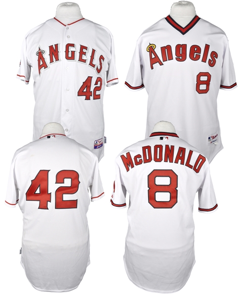 John McDonalds 2014 Los Angeles Angels "Jackie Robinson Day" and 1970s "Throwback" <br>Game-Worn Jerseys - MLB Authenticated