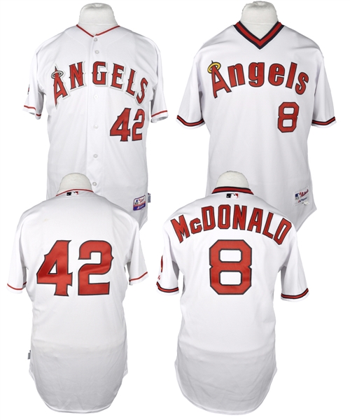 John McDonalds 2014 Los Angeles Angels "Jackie Robinson Day" and 1970s "Throwback" <br>Game-Worn Jerseys - MLB Authenticated