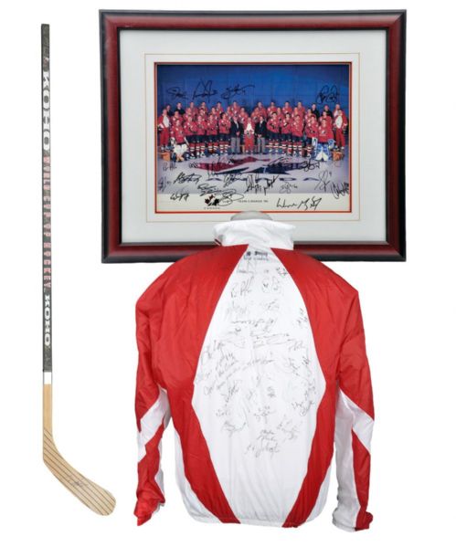Team Canada 1996 World Cup of Hockey Team-Signed Stick, Jacket, Flag and Team Photo
