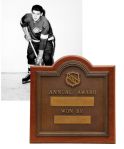 Alex Delvecchios 1958-59 Lady Byng Memorial Trophy Plaque