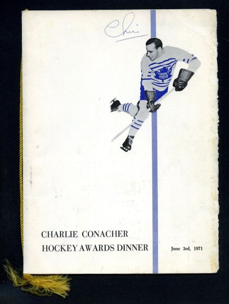 1971 Charlie Conacher Hockey Awards Dinner Program Vintage-Signed by 10 Including, Orr, Howe and Beliveau