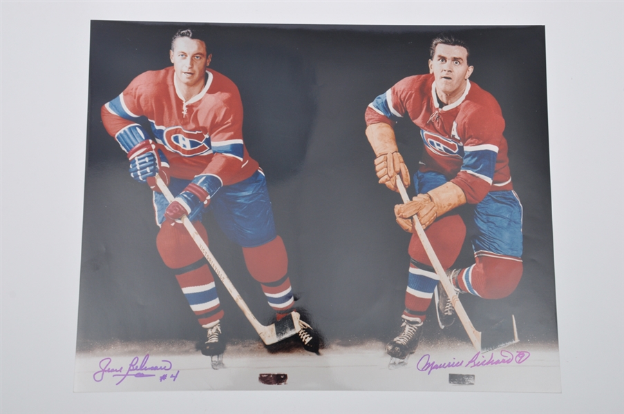 Deceased HOFers Maurice Richard and Jean Beliveau Dual-Signed Photo (16"x20") and Beliveau Signed Photo (16"x20")