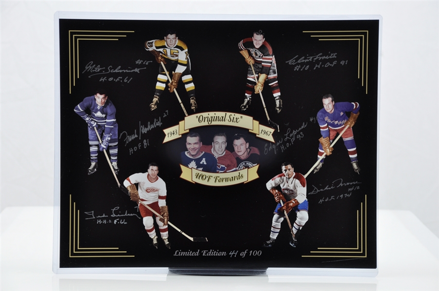 "Original Six" HOF Forwards Signed Limited-Edition #41/100 Photo by 6 (11"x14")