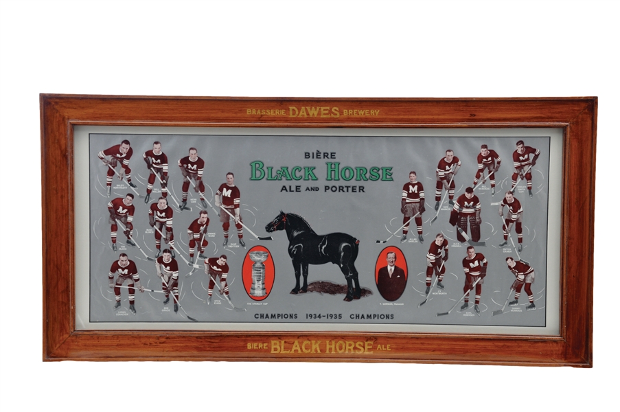 Montreal Maroons 1934-35 Stanley Cup Champions Black Horse Ale Advertising Display (16 3/4" x 33 3/4")