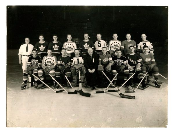 Scarce 1937 Howie Morenz Memorial Game "NHL All-Stars" Team Photo (7 1/4" x 9 1/2")