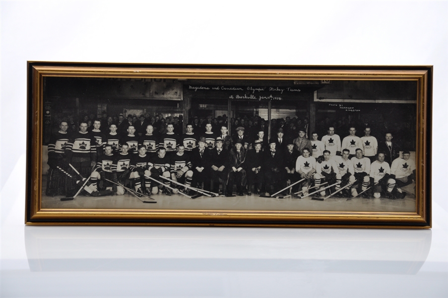 1936 Canadian Olympic and Magedoma Hockey Teams Framed Panoramic Team Photo (8" x 20")