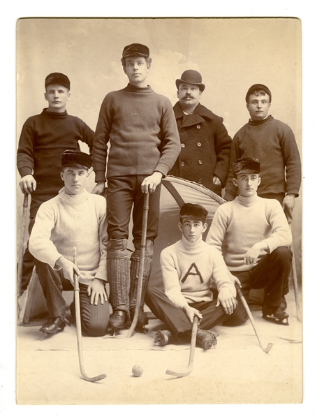 Scarce 1880s/1890s Bandy Team Photo (7" x 9 1/4") - Precursor to Ice Hockey