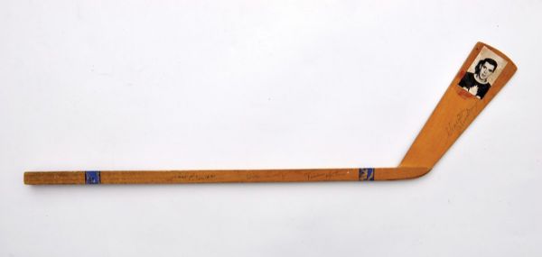 Toronto Maple Leafs Late-1950s Multi-Signed Mini Stick with Deceased HOF Tim Horton