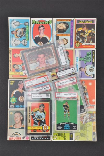 Bobby Orr 1966-78 Collection of 32 Hockey Cards with Several Graded Including 1966-67 Topps RC