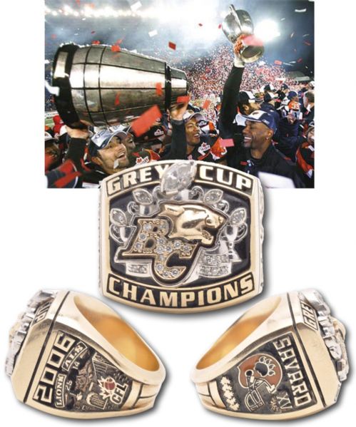 British Columbia Lions 2006 Grey Cup Championship 10K Gold and Diamond Ring