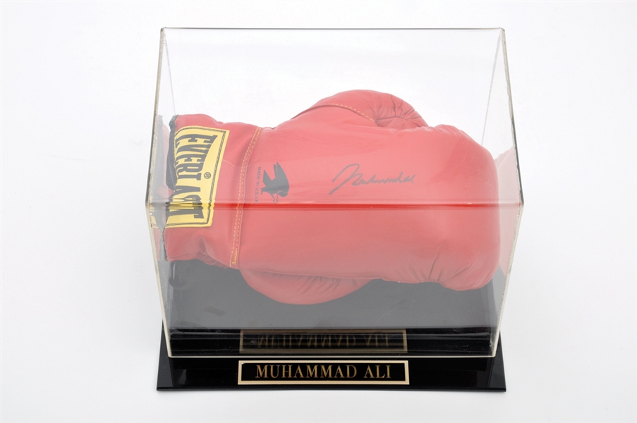 Muhammad Ali Signed Everlast Boxing Glove in Display Case with JSA LOA