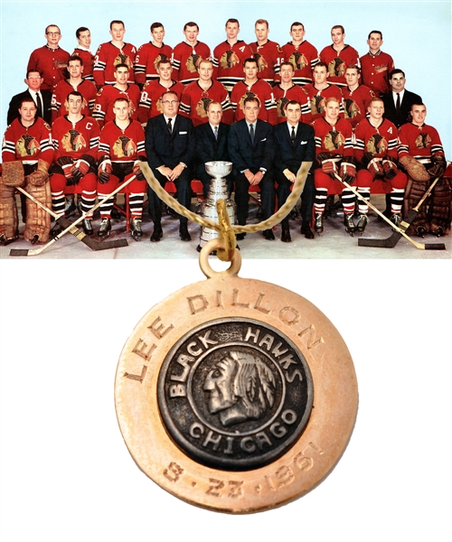 Lee Dillons 1961 Chicago Black Hawks Stanley Cup Championship 10K Gold Pendant