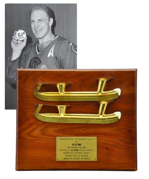 Bobby Hulls 1965-66 Fantastic CCM Golden Blades Award with His Signed LOA
