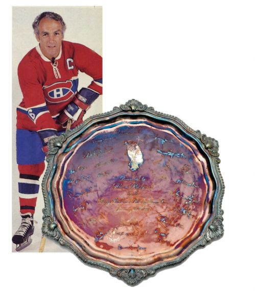 Henri Richards 1974 Silver Tray Presented on "Henri Richard Night" by the Chicago Black Hawks with His Signed LOA