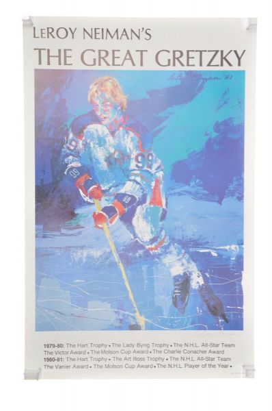 1981 LeRoy Neimans "The Great Gretzky" Poster Signed by Neiman and Gretzky (22"x34")