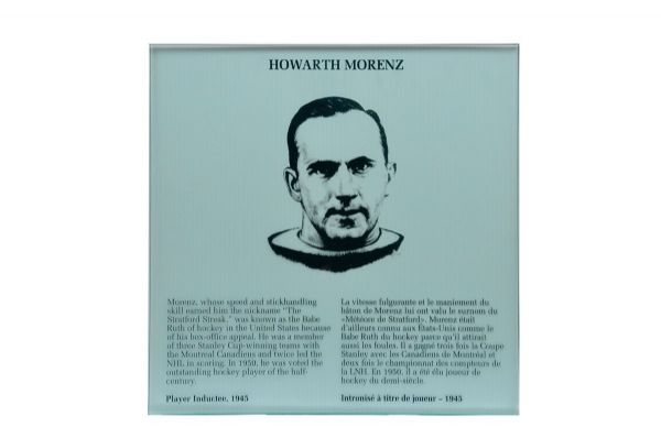Howie Morenz Glass Panel from the Original Hockey Hall of Fame