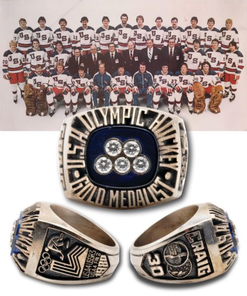 Team USA 1980 Lake Placid "Miracle on Ice" Olympic Hockey Gold Medalists Jim Craig Salesmans Sample Ring